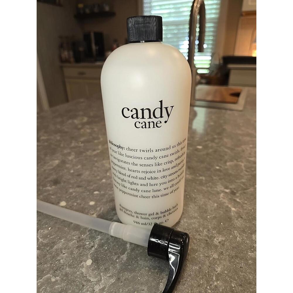 Philosophy Candy Cane Shampoo Shower Gel Bubble Bath 32 Oz with Pump